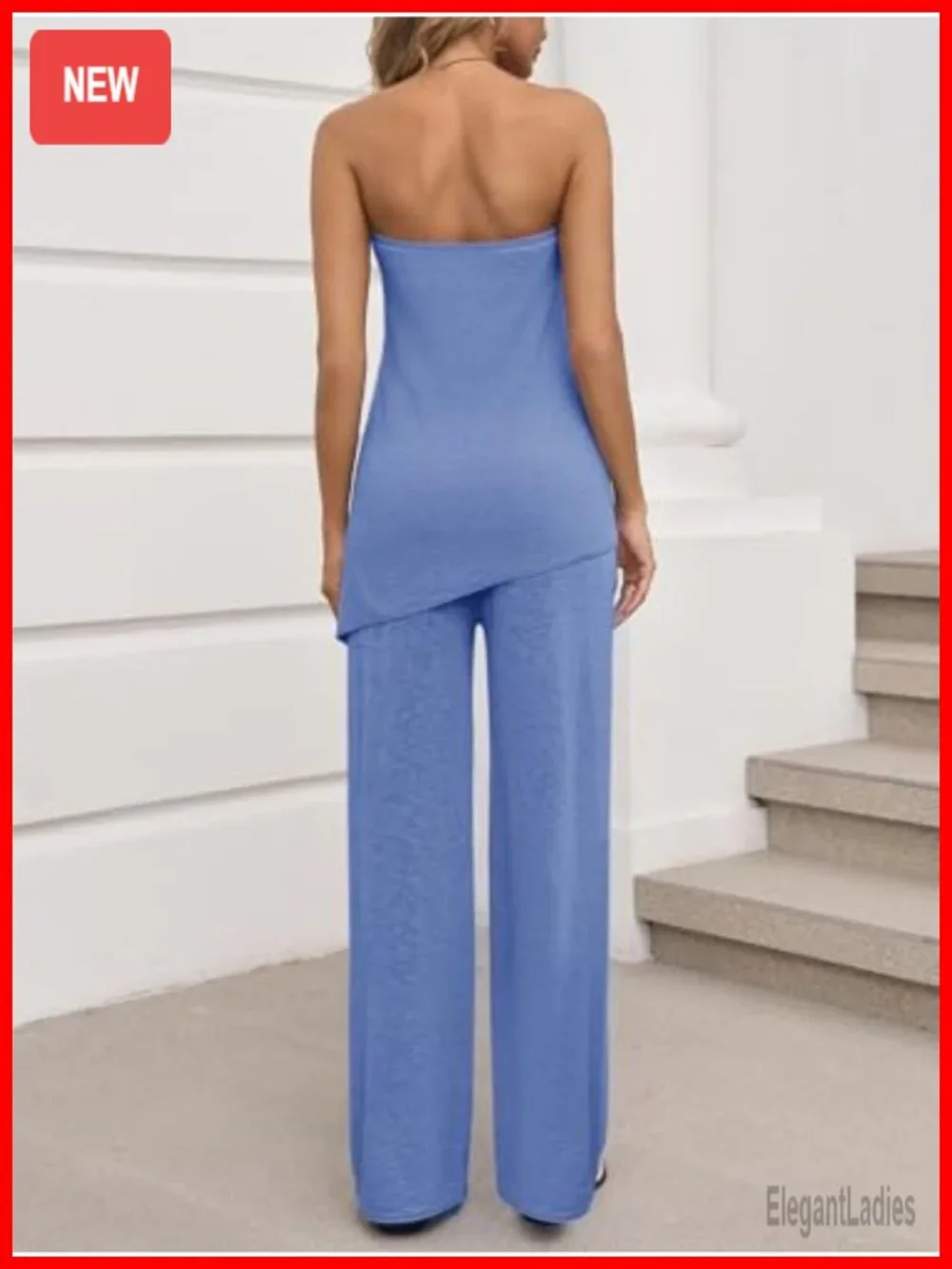 2 Piece Matching Lounge Set: Tube Top & Wide Leg Pants
